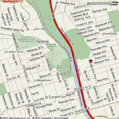 Street-level map showing 18 Victor Avenue.